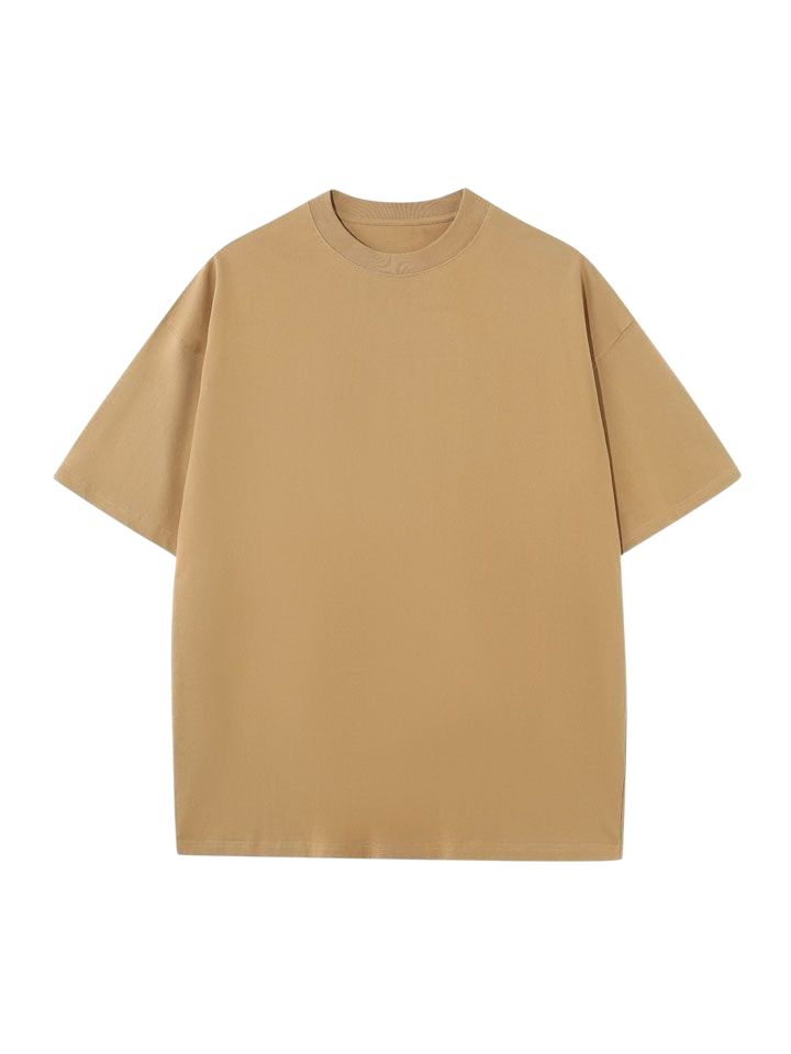 Minimalist Beige Drop Shoulder Oversized T-Shirt – Unisex Streetwear