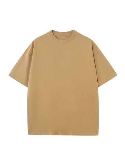 Minimalist Beige Drop Shoulder Oversized T-Shirt – Unisex Streetwear