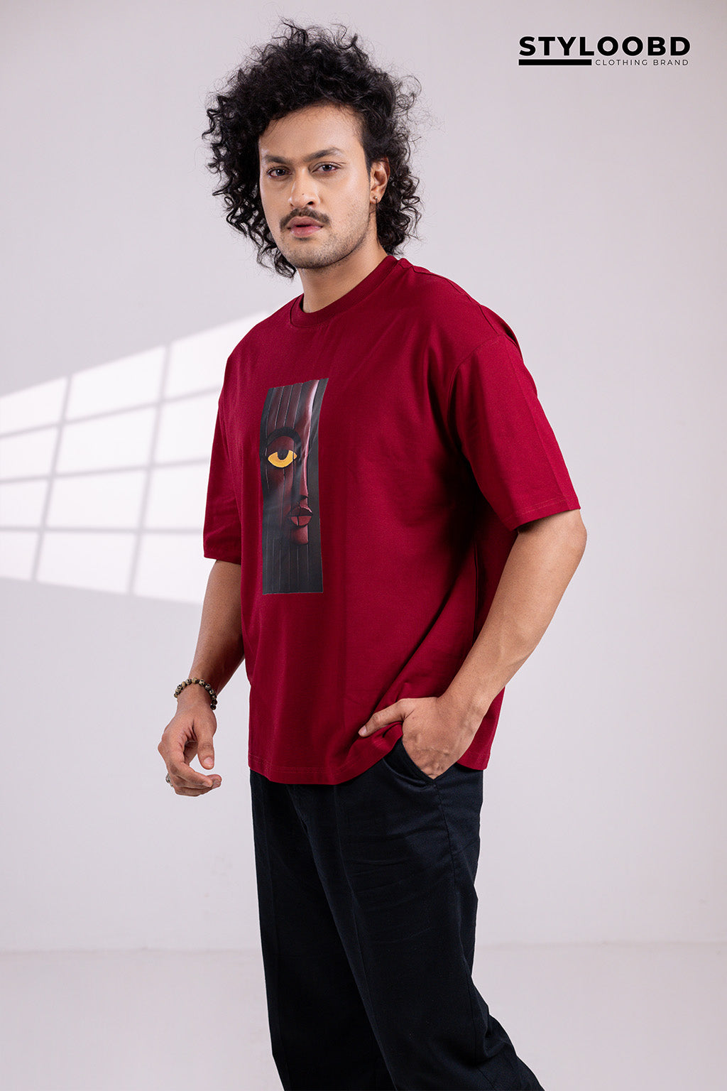 Premium Oversized Drop Shoulder T-Shirt – Abstract Face Art Design