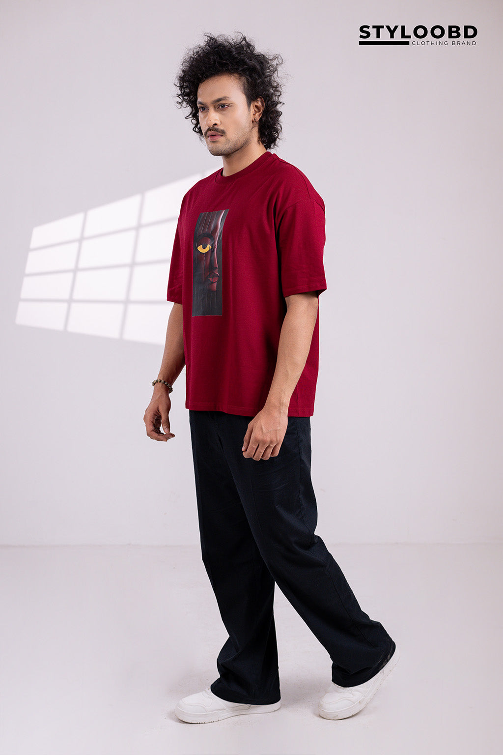 Premium Oversized Drop Shoulder T-Shirt – Abstract Face Art Design