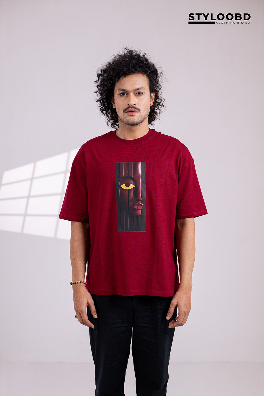 Premium Oversized Drop Shoulder T-Shirt – Abstract Face Art Design