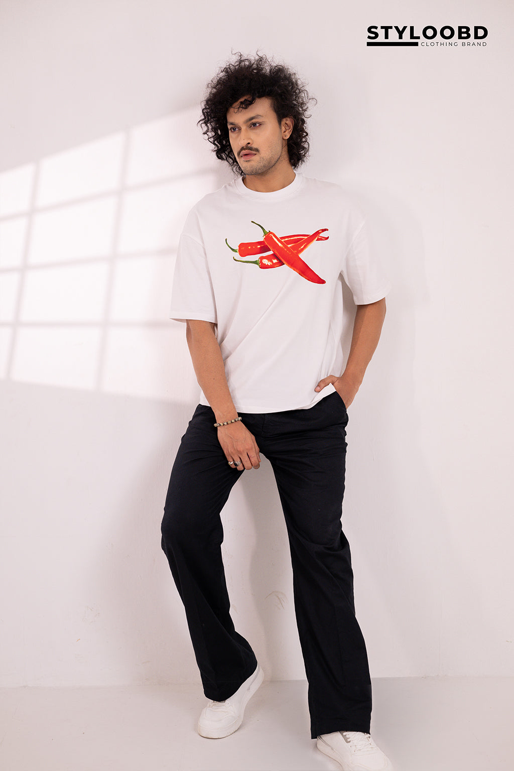 Premium Spice Mode On – Forest Green Chili Graphic Oversized T-Shirt