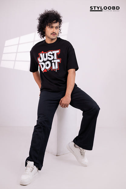 Premium Modern Maroon Oversized "Just Do It" Graphic T-Shirt – Stylish & Comfortable Streetwear for Men