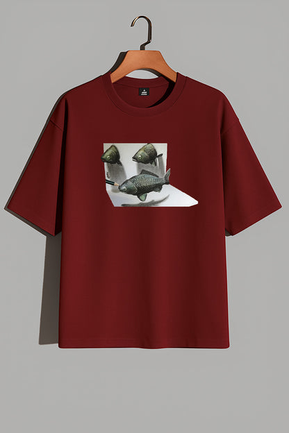 Premium 3D Illusion Fish Art Oversized Tee