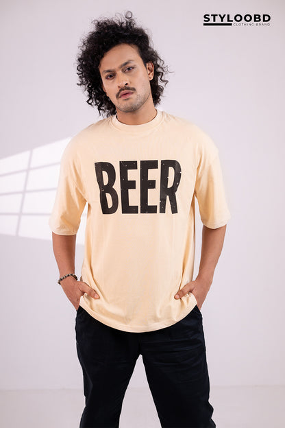 Premium Oversized Drop Shoulder T-Shirt – "BEER" Statement Tee