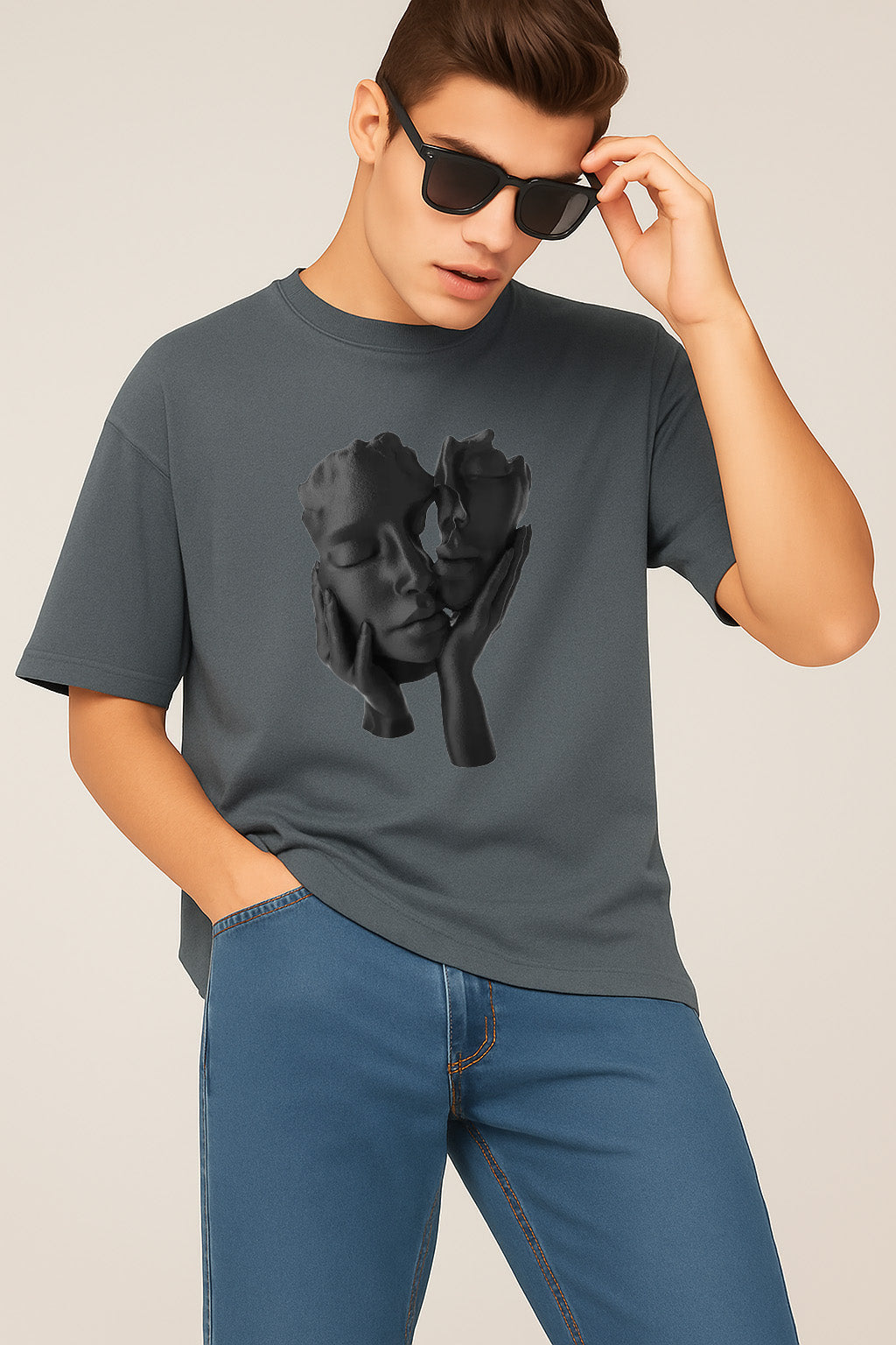 Premium Double Face Sculpture Graphic T-Shirt – Artistic Unisex Tee