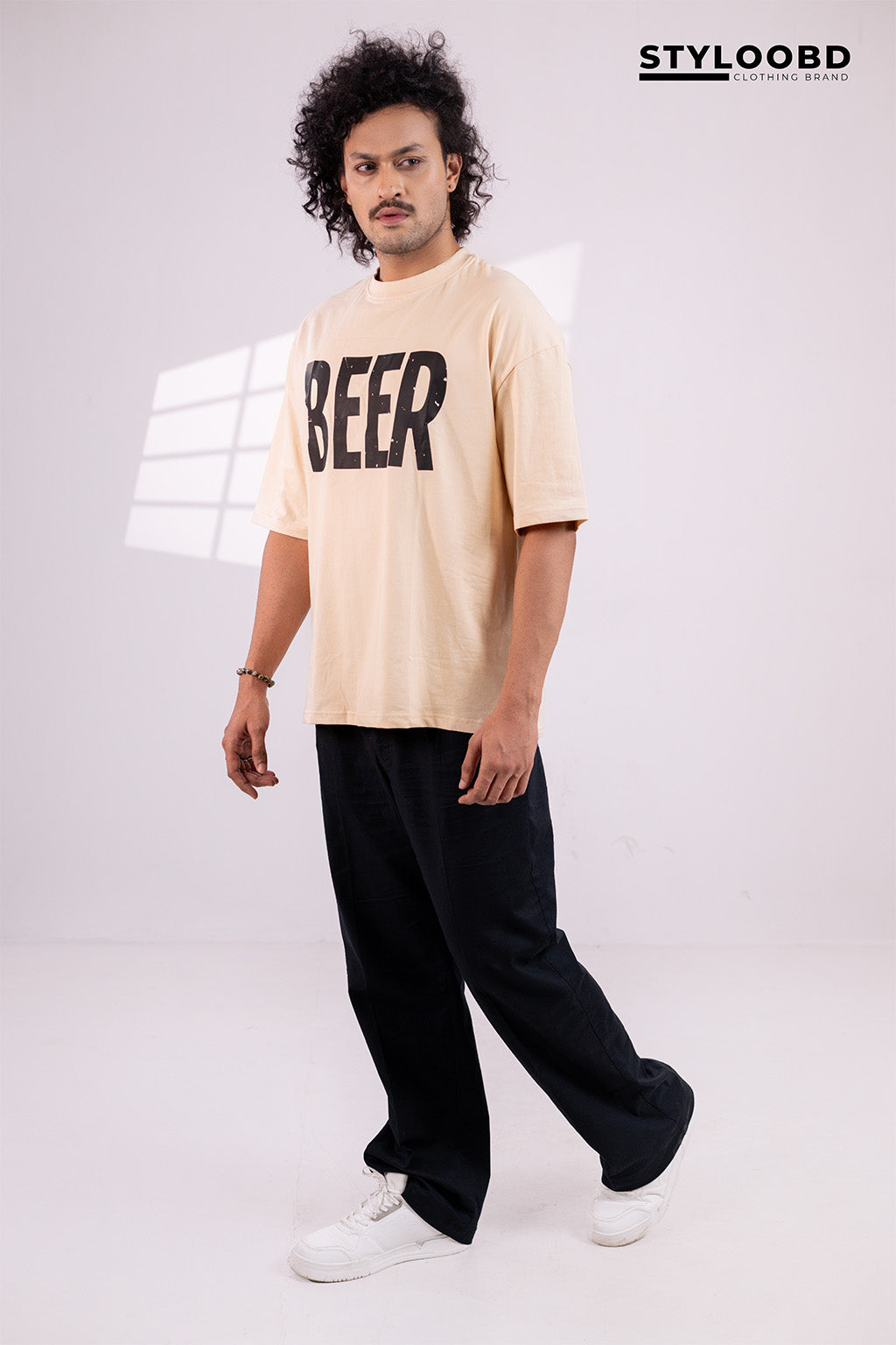 Premium Oversized Drop Shoulder T-Shirt – "BEER" Statement Tee