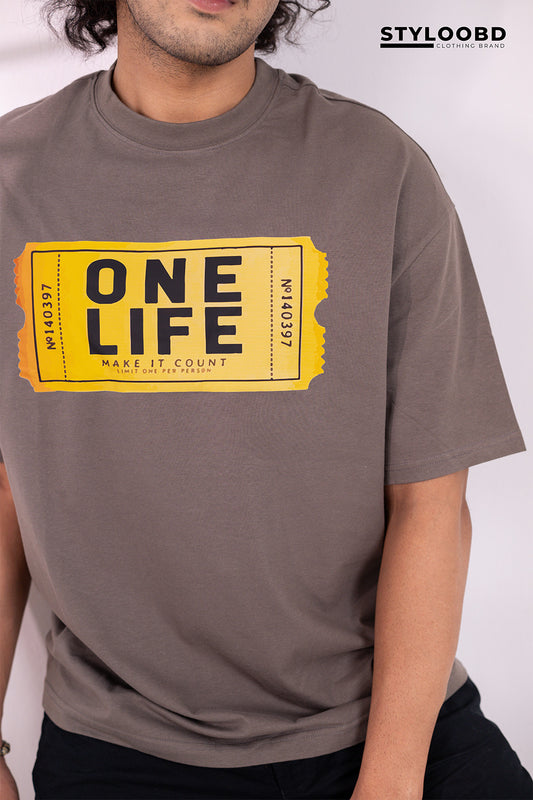 Oversized "One Life" Graphic T-Shirt