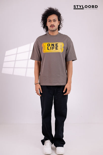 Oversized "One Life" Graphic T-Shirt