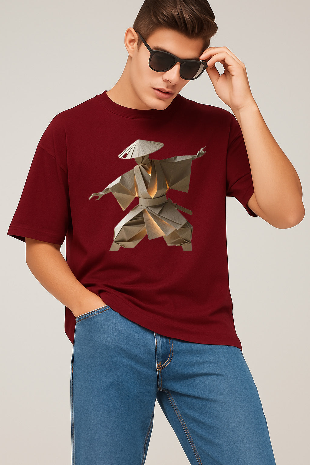Premium Samurai Origami Graphic Tee – Japanese-Inspired Streetwear T-Shirt