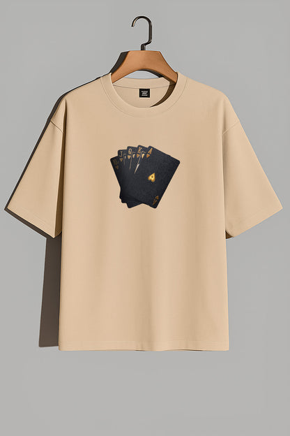 Premium Royal Flush Card Graphic Oversized Tee