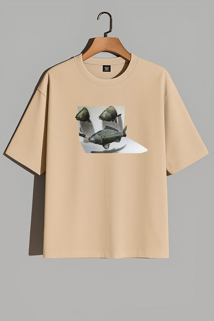Premium 3D Illusion Fish Art Oversized Tee