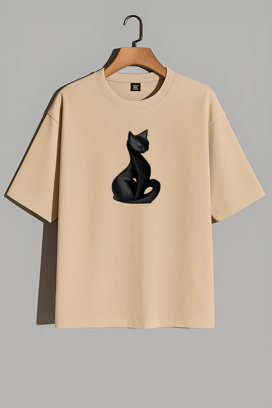Premium Black Cat Graphic Oversized Tee