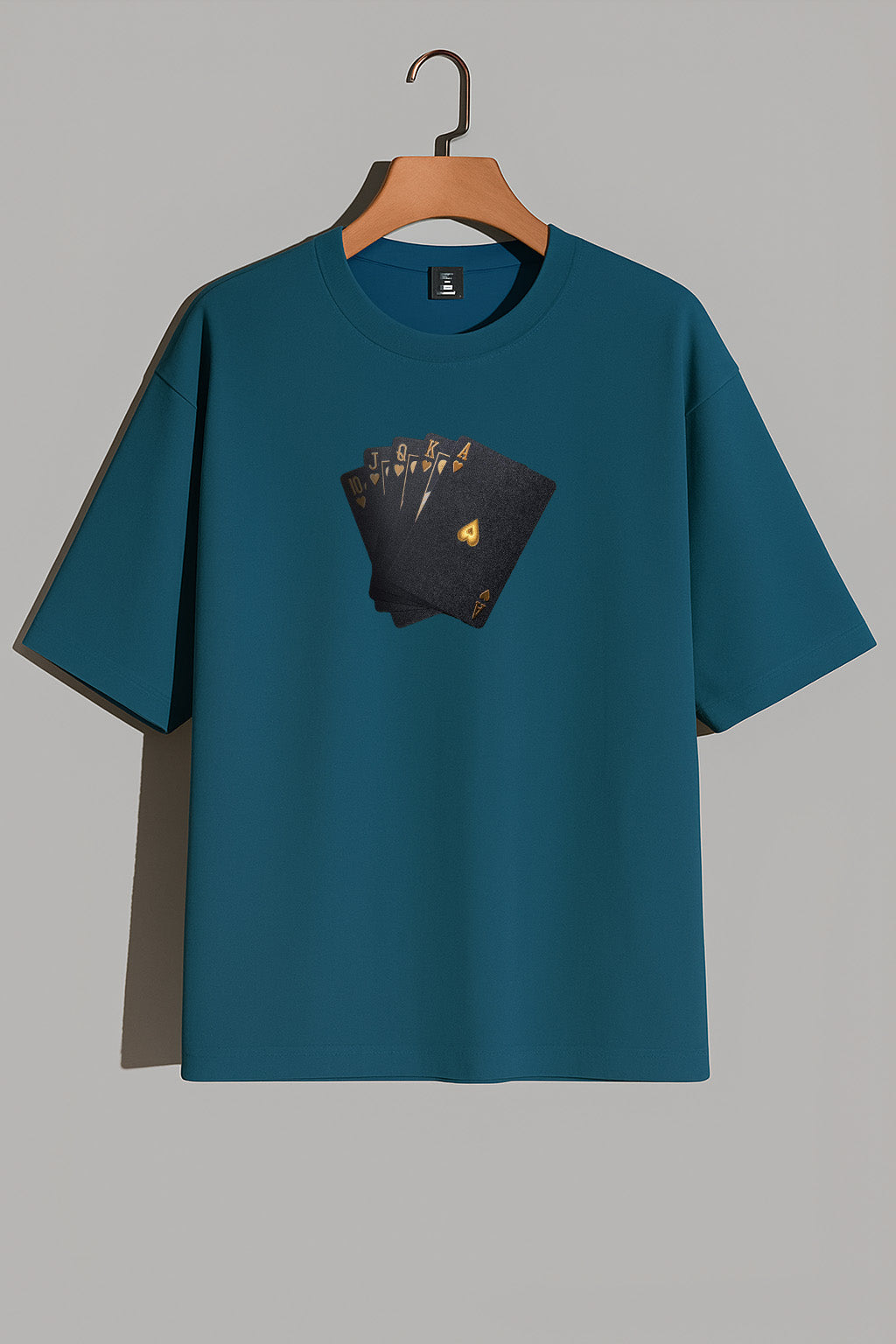 Premium Royal Flush Card Graphic Oversized Tee
