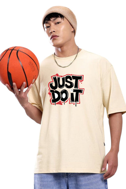 Premium Modern Maroon Oversized "Just Do It" Graphic T-Shirt – Stylish & Comfortable Streetwear for Men