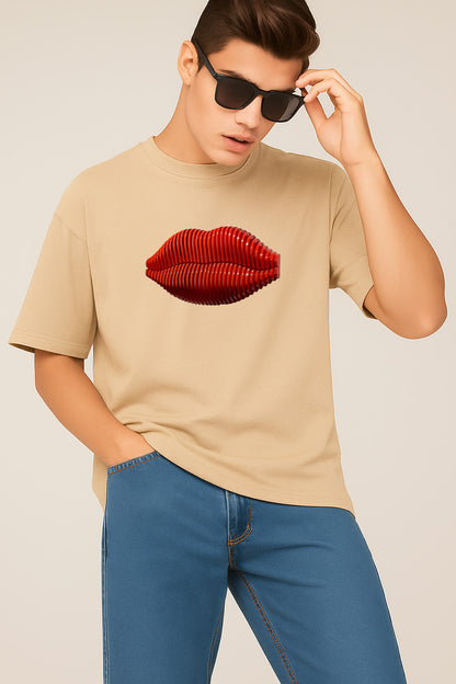 Premium Graphic T-Shirt with 3D Red Lips – Bold Artistic Streetwear