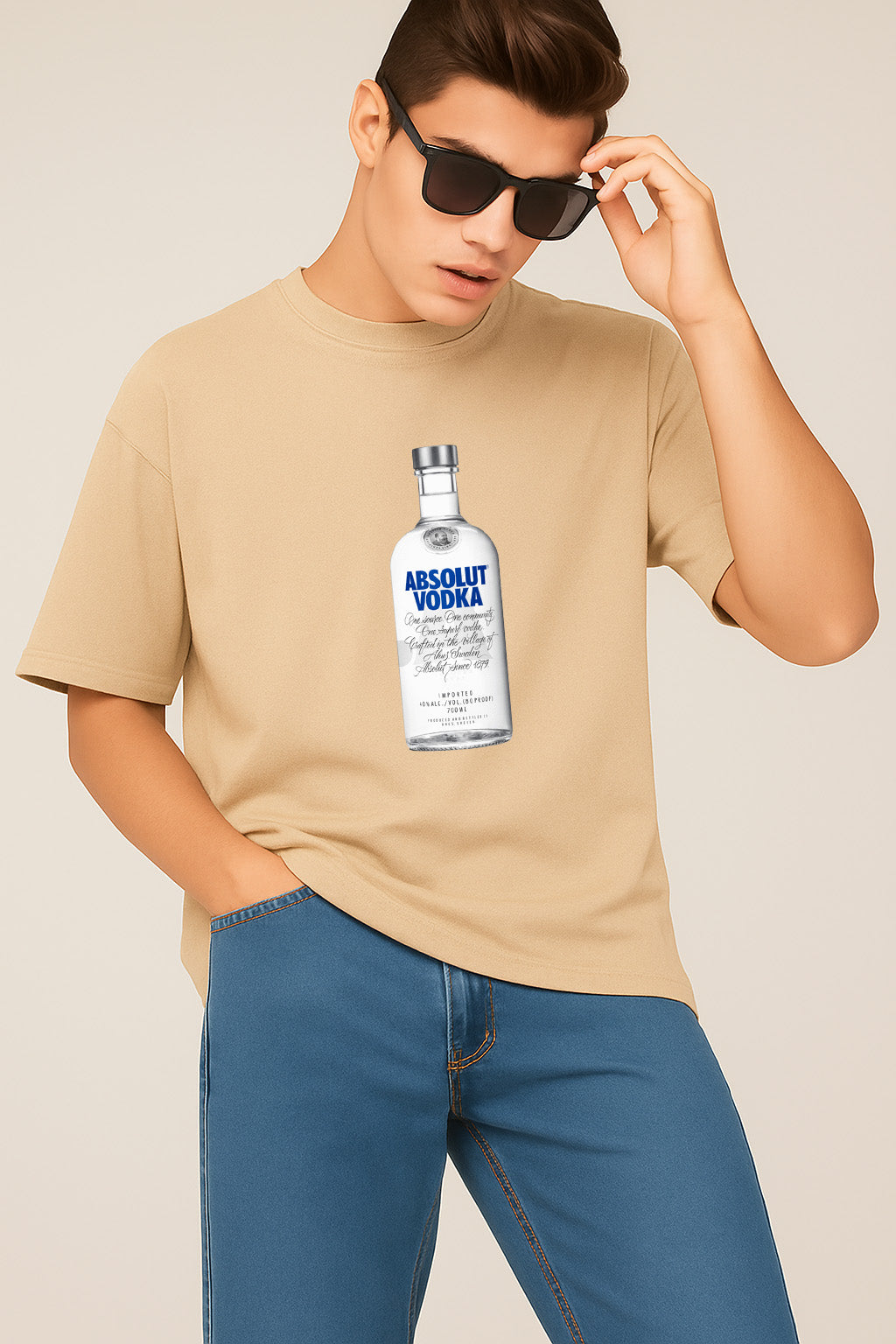 Premium Cool Graphic Tee with Absolut Vodka Print