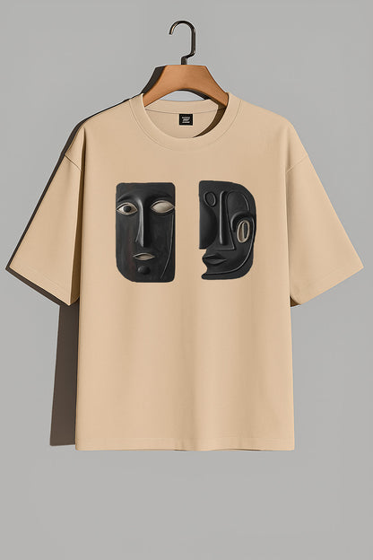 Premium Oversized Abstract Dual Mask Art T-Shirt