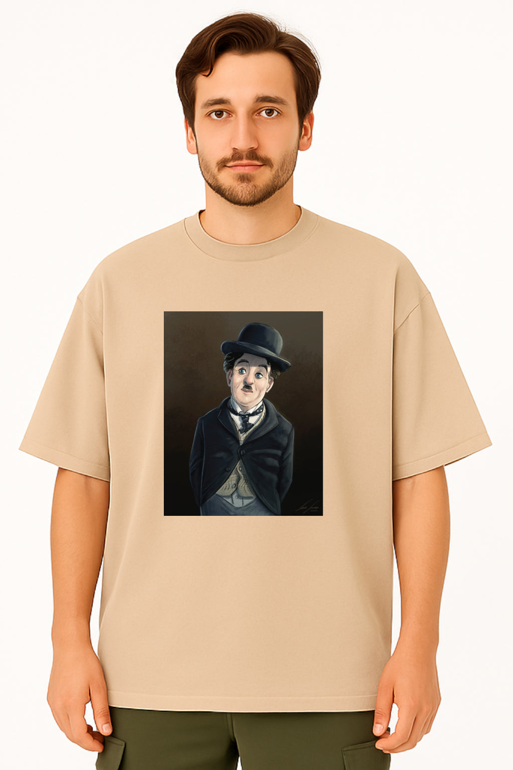 Charlie Chaplin Oversized Tee with Iconic Character Print