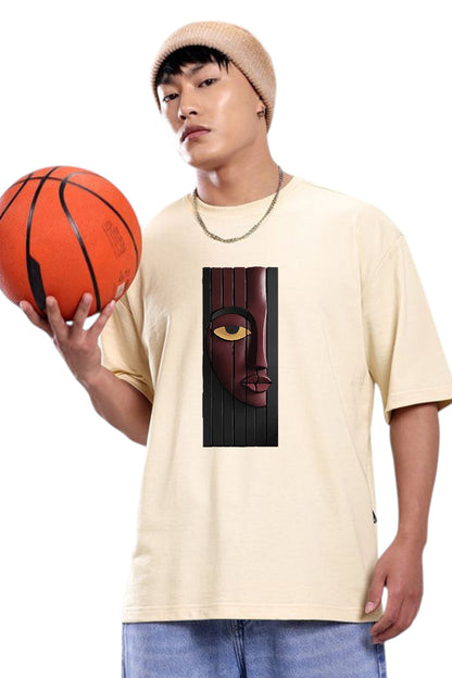 Premium Oversized Drop Shoulder T-Shirt – Abstract Face Art Design
