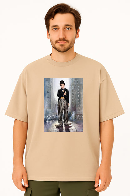 Classic Charlie Chaplin Street Art Oversized Tee
