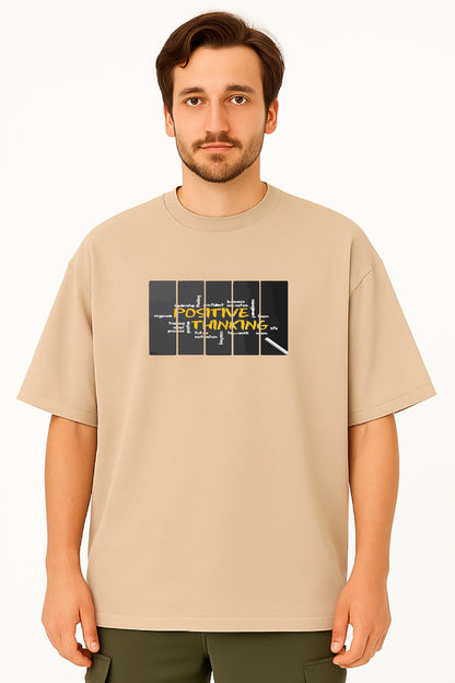 Oversized T-Shirt with "Positive Thinking" Graphic Print