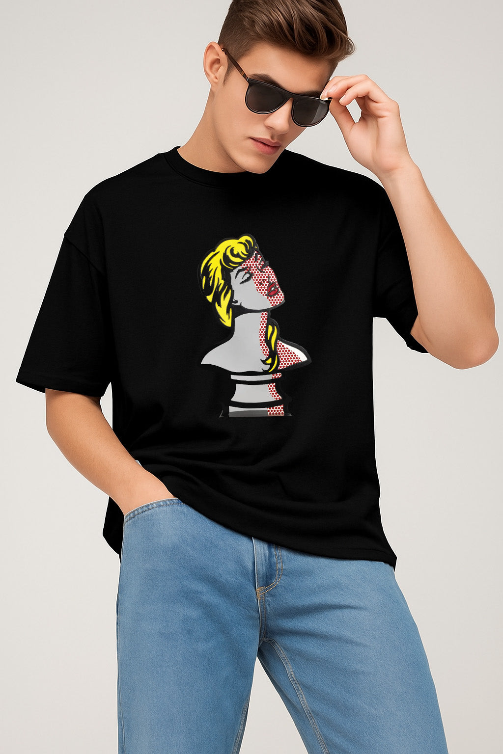 Premium Pop Art Female Bust Graphic T-Shirt – Retro Artistic Unisex Tee