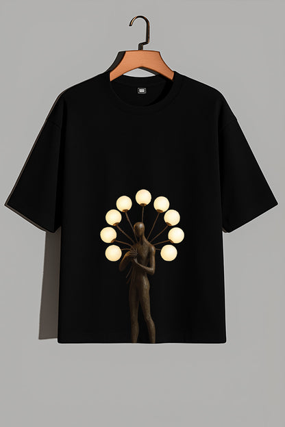 Premium Oversized T-Shirt with Surreal Lamp Figure – Modern Artistic Streetwear