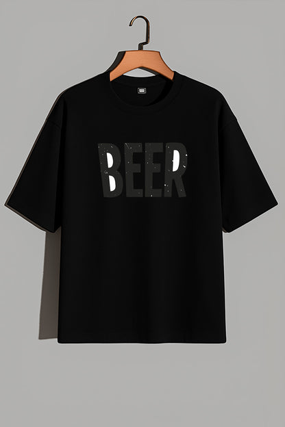 Premium Oversized Drop Shoulder T-Shirt – "BEER" Statement Tee