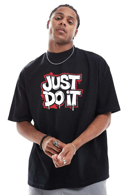 Premium Modern Maroon Oversized "Just Do It" Graphic T-Shirt – Stylish & Comfortable Streetwear for Men
