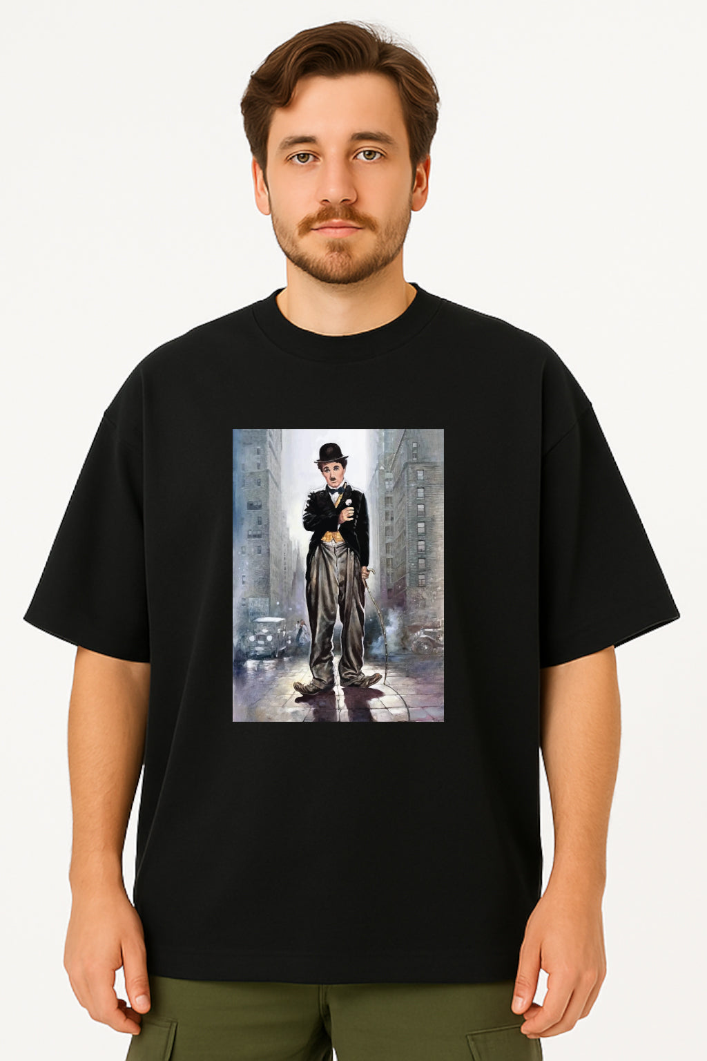 Classic Charlie Chaplin Street Art Oversized Tee