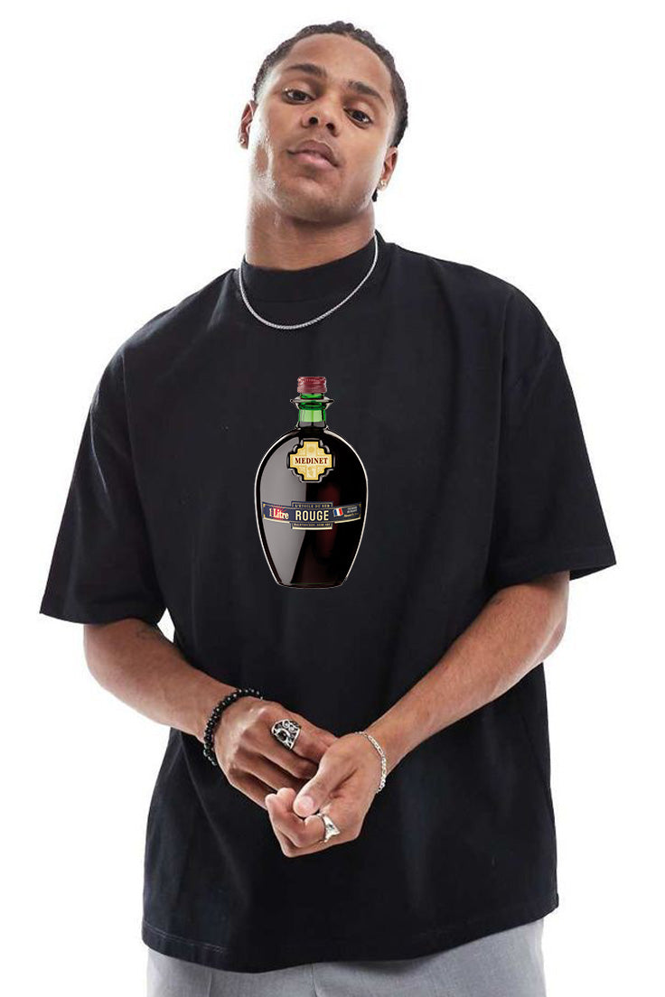 Premium Vintage Vibes Wine Bottle Graphic Tee – Forest Green Edition