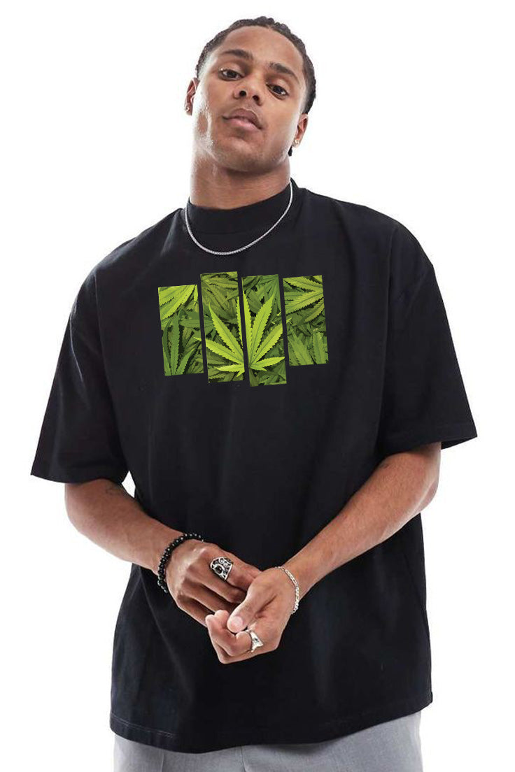 Premium Oversized Green Leaf Streetwear T-Shirt