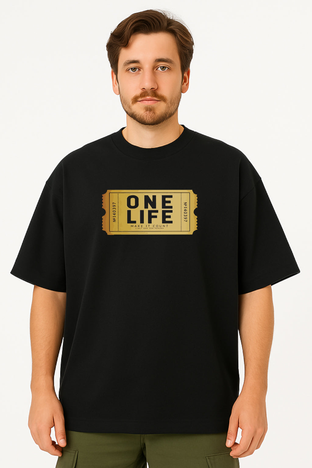 Oversized "One Life" Graphic T-Shirt