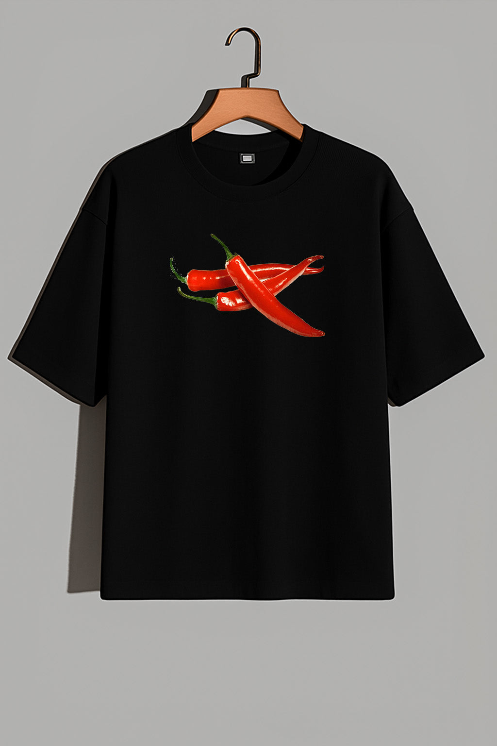 Premium Spice Mode On – Forest Green Chili Graphic Oversized T-Shirt