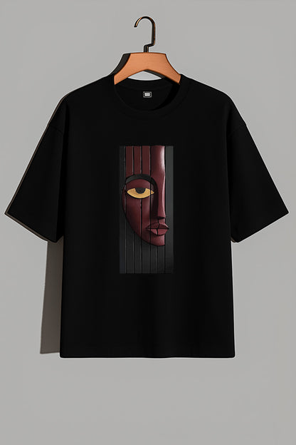 Premium Oversized Drop Shoulder T-Shirt – Abstract Face Art Design