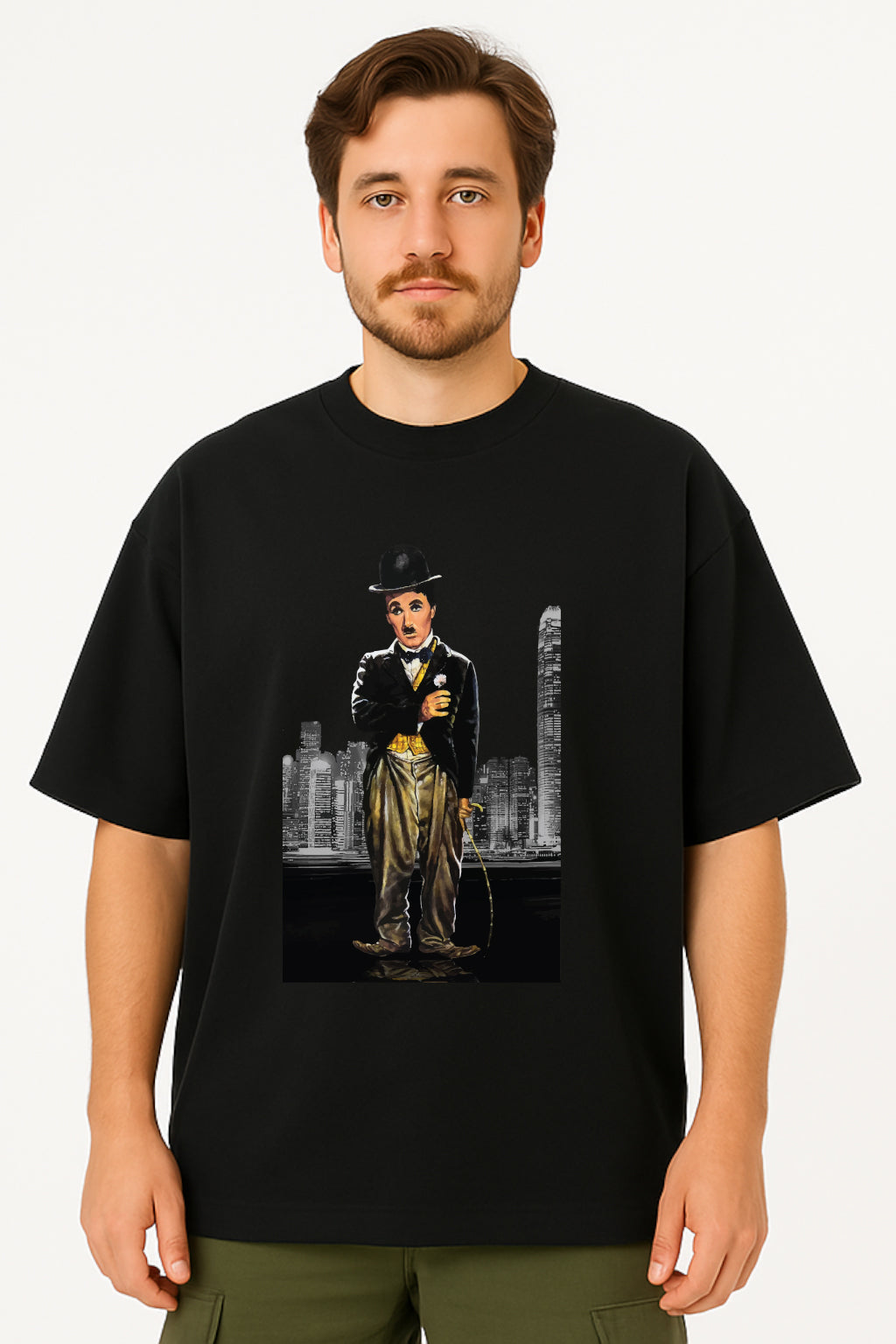 Charlie Chaplin Oversized Graphic T-Shirt