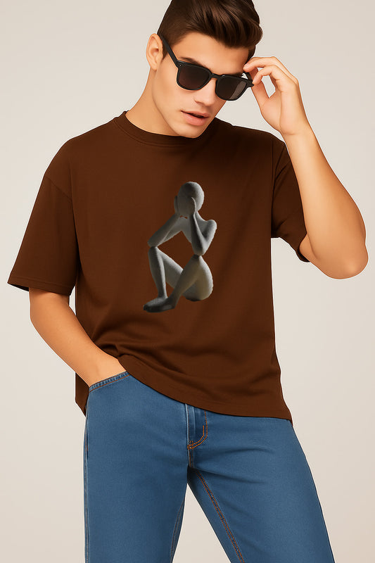 Premium Tee With Abstract Sitting Figure Print