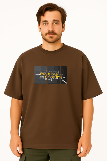 Oversized T-Shirt with "Positive Thinking" Graphic Print