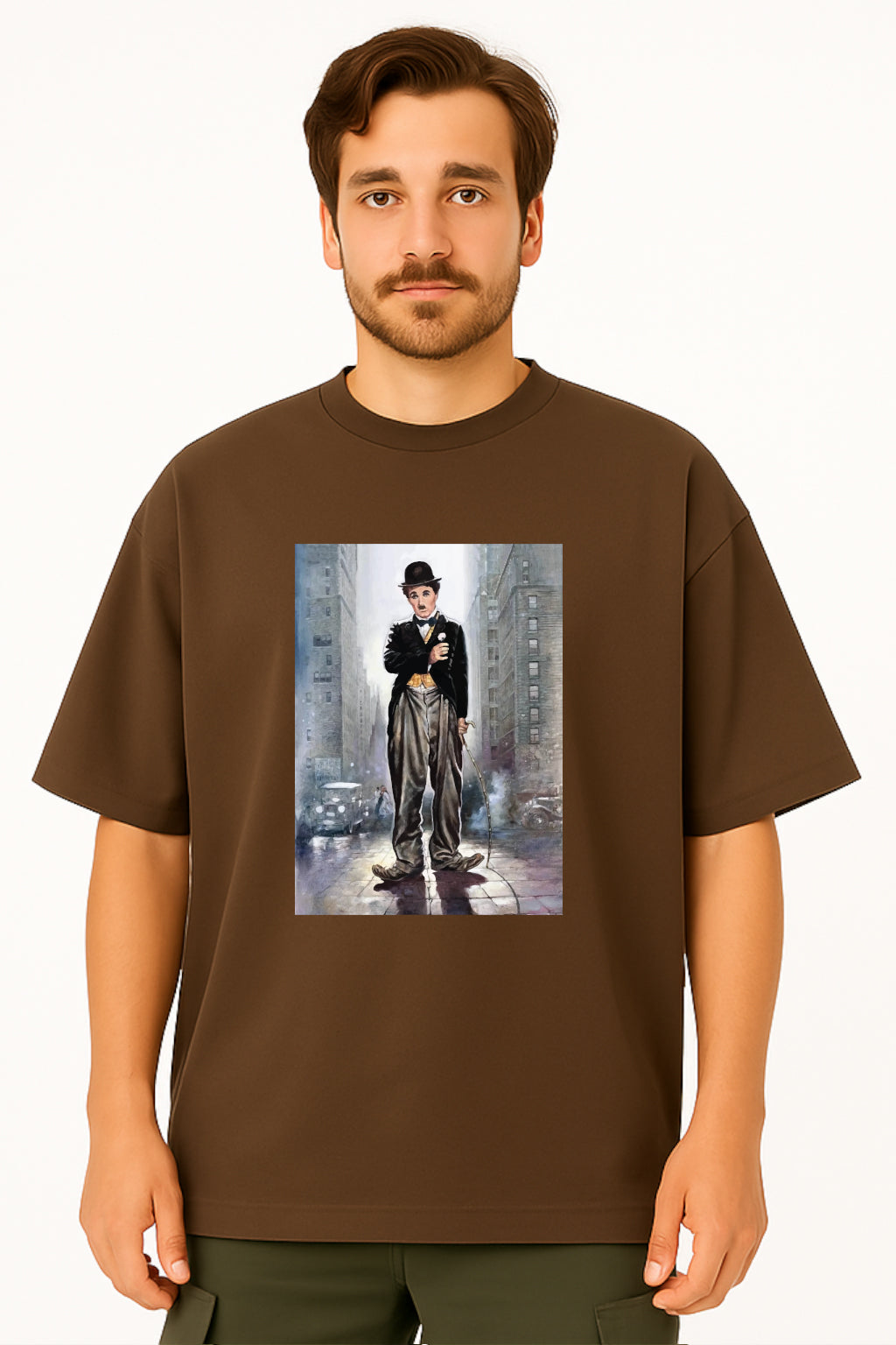 Classic Charlie Chaplin Street Art Oversized Tee