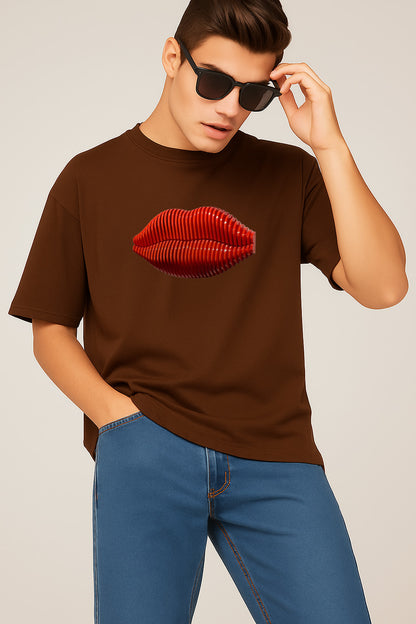Premium Graphic T-Shirt with 3D Red Lips – Bold Artistic Streetwear
