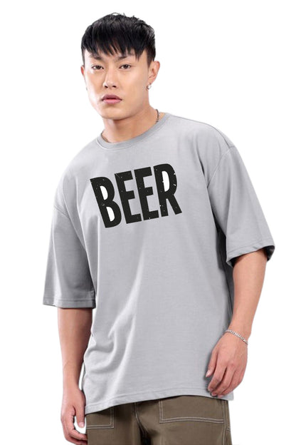 Premium Oversized Drop Shoulder T-Shirt – "BEER" Statement Tee