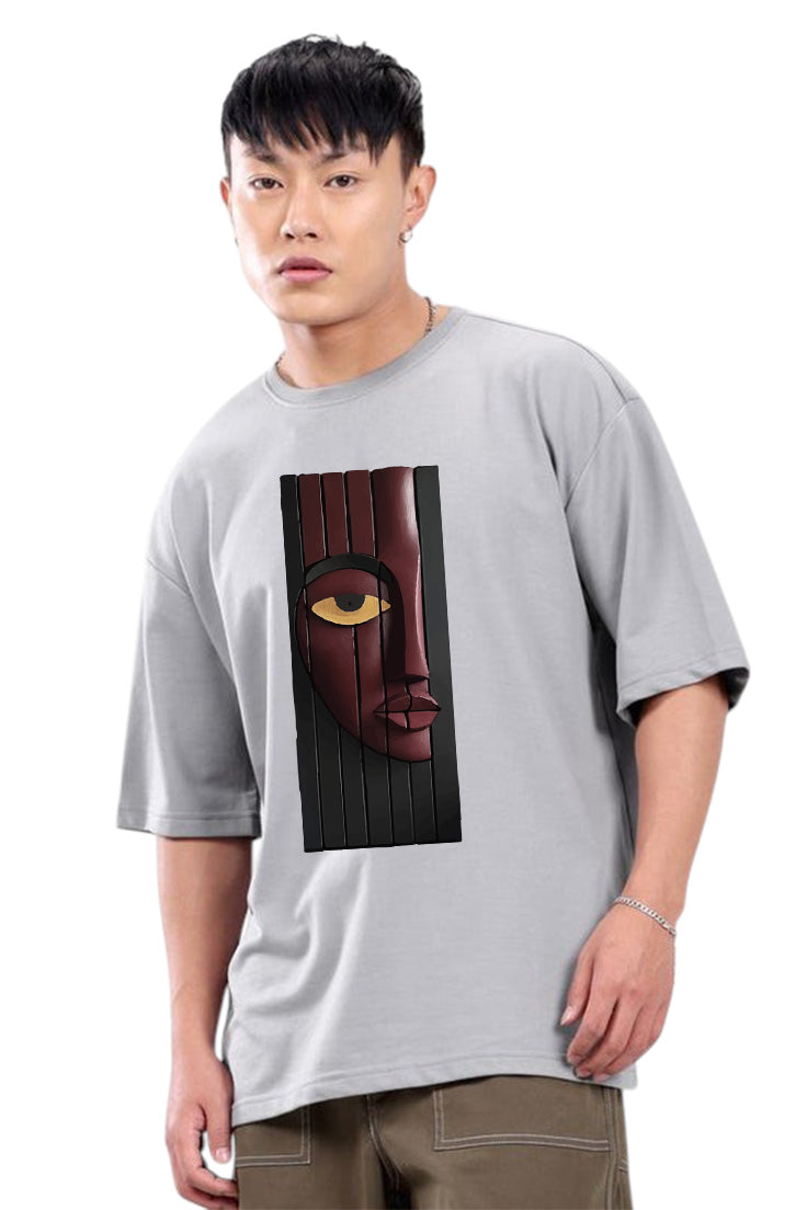 Premium Oversized Drop Shoulder T-Shirt – Abstract Face Art Design