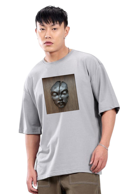 Premium Oversized T-Shirt with Abstract Broken Face Wall Art Print