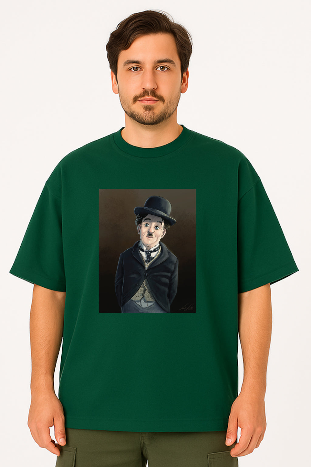 Charlie Chaplin Oversized Tee with Iconic Character Print