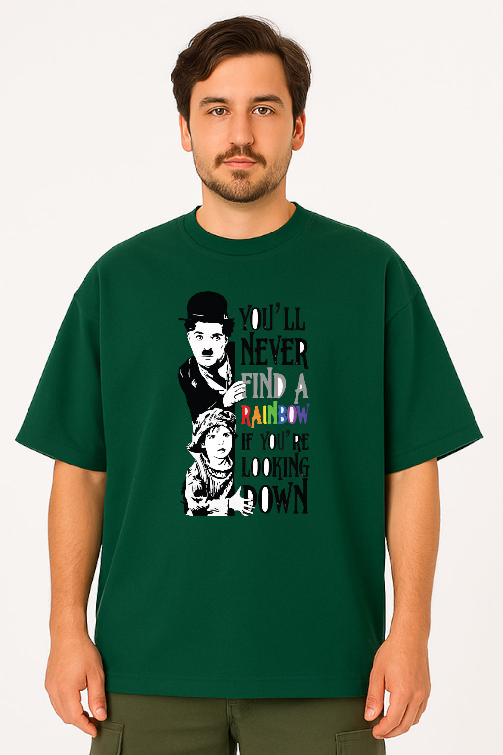 Charlie Chaplin "Find a Rainbow" Oversized T-Shirt