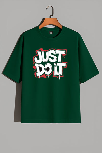 Premium Modern Maroon Oversized "Just Do It" Graphic T-Shirt – Stylish & Comfortable Streetwear for Men