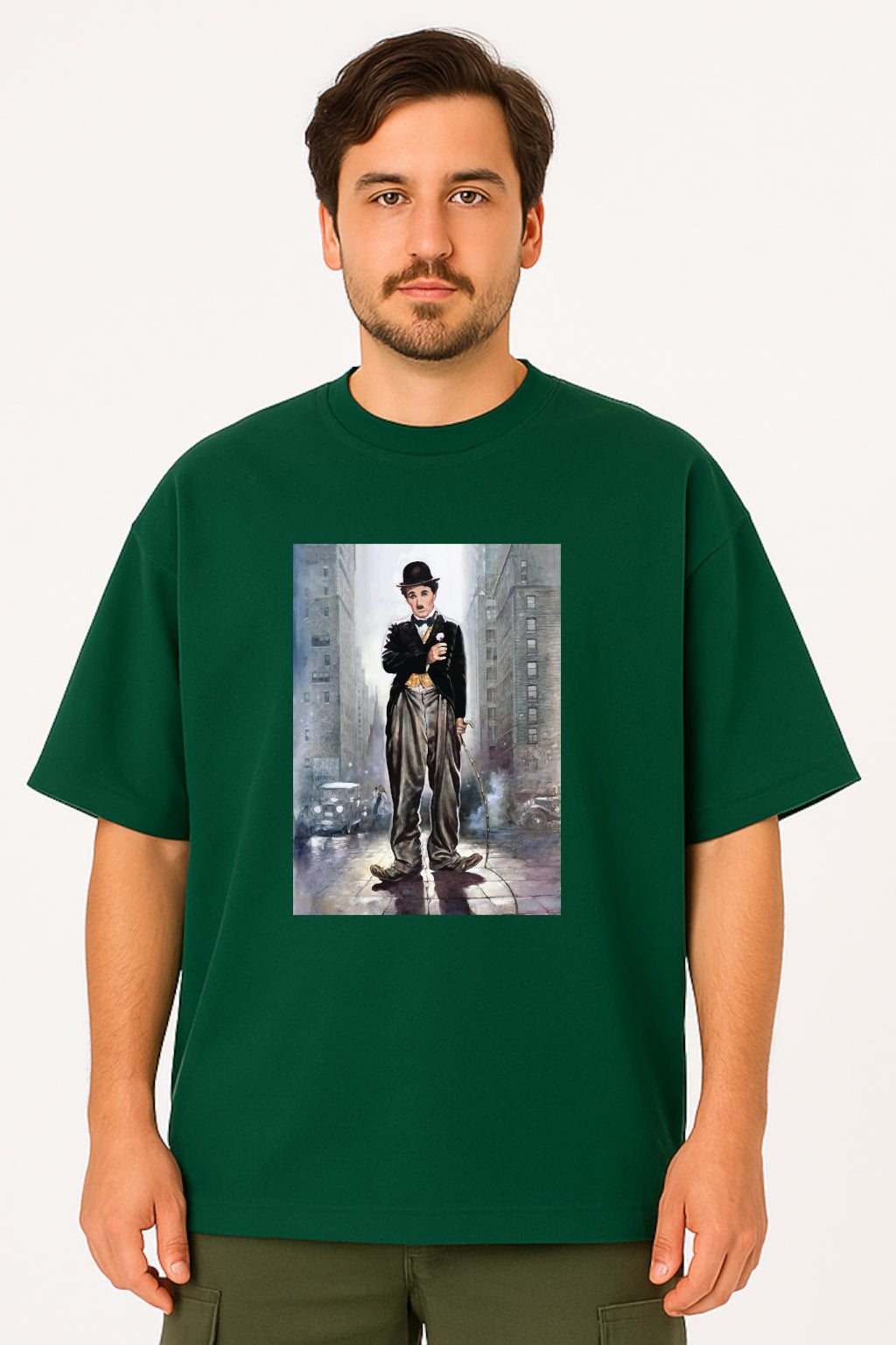 Classic Charlie Chaplin Street Art Oversized Tee