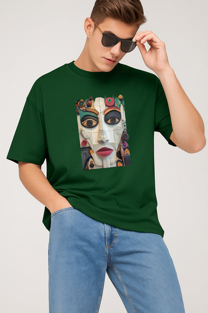 Premium Abstract Face Art Graphic T-Shirt – Colorful Modern Design Tee