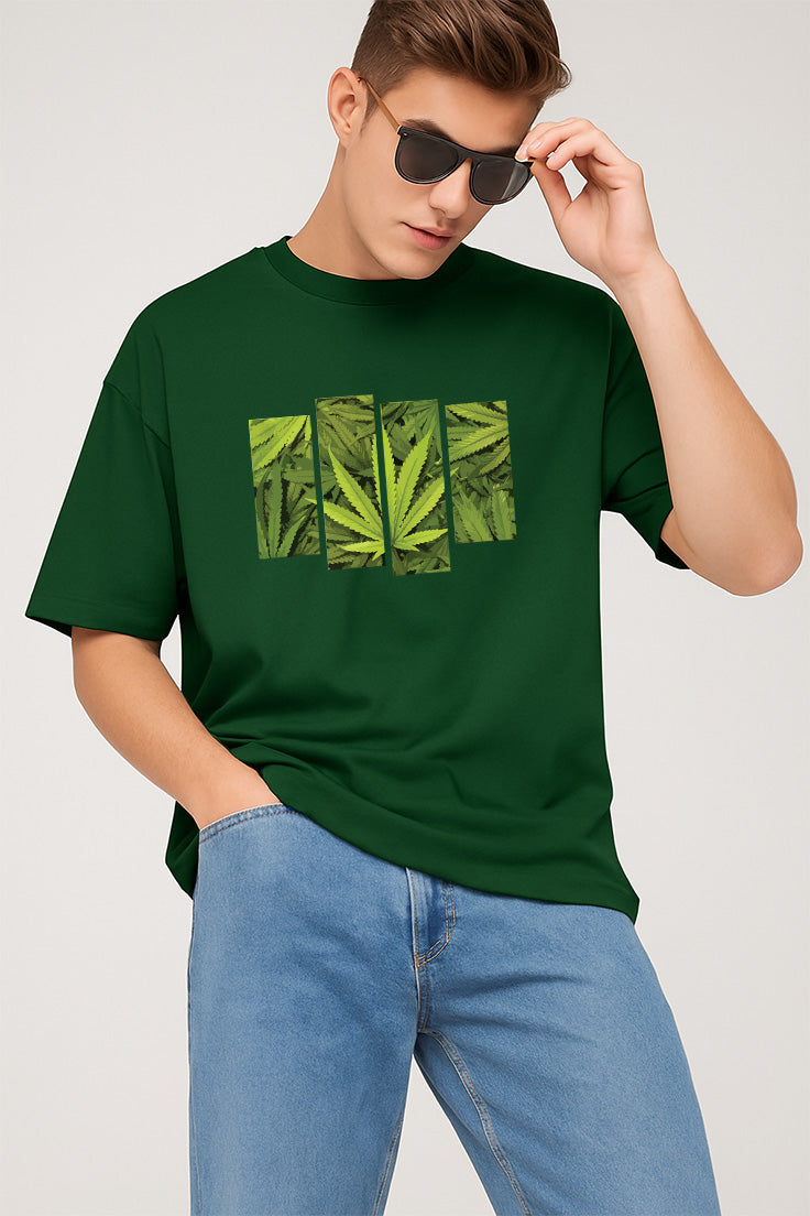 Premium Oversized Green Leaf Streetwear T-Shirt